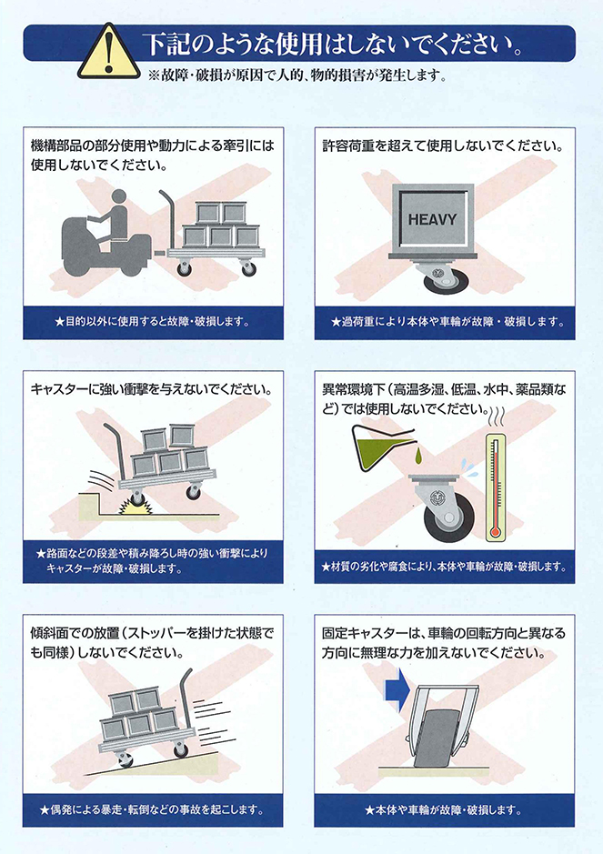 下記のような使用はしないでください。